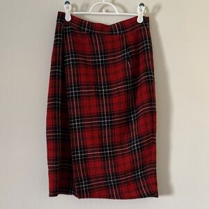 Amour Vert Red Tartan Plaid Wrap Skirt